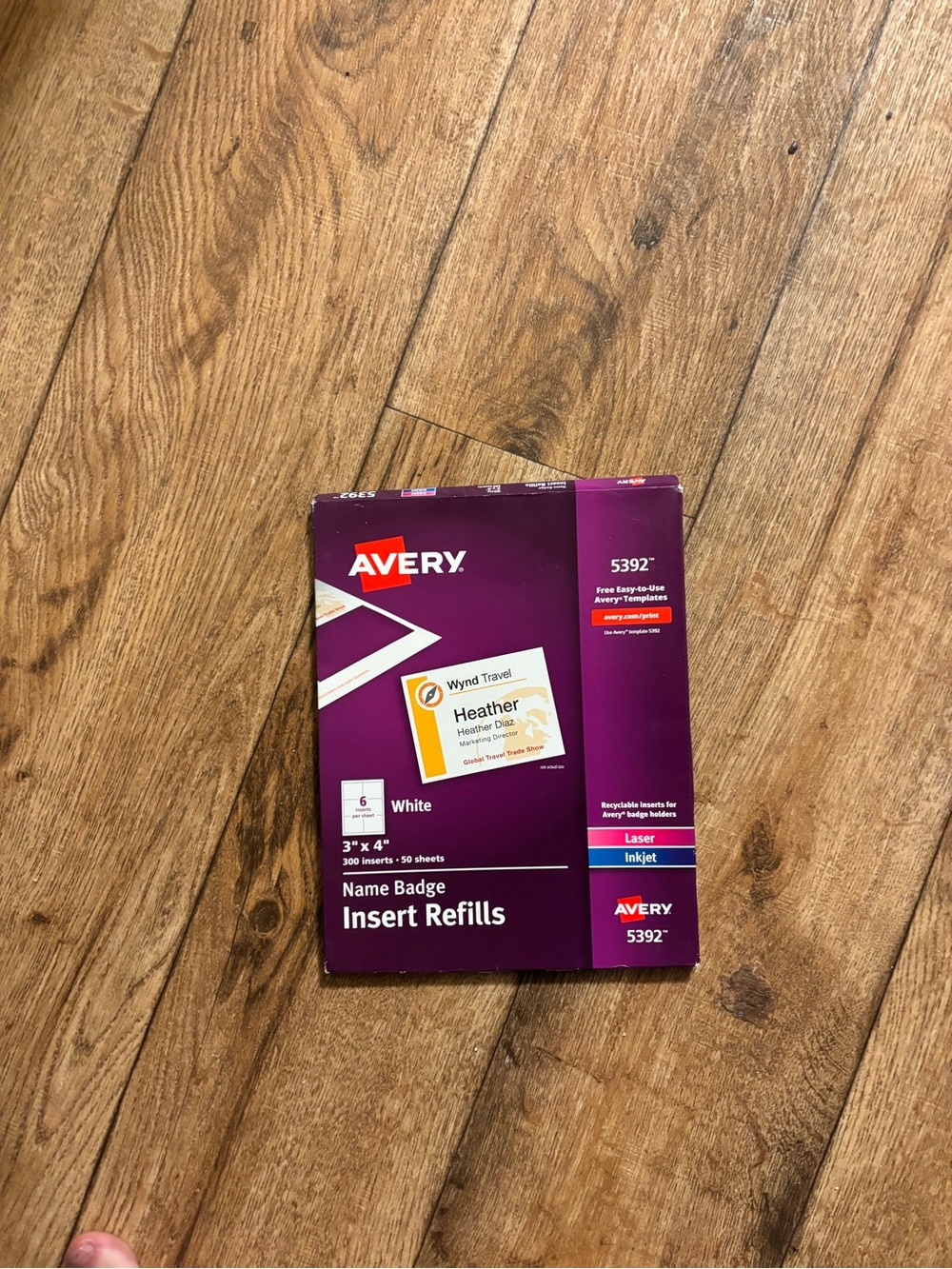 Avery Purple and White Name Badge Insert Refills